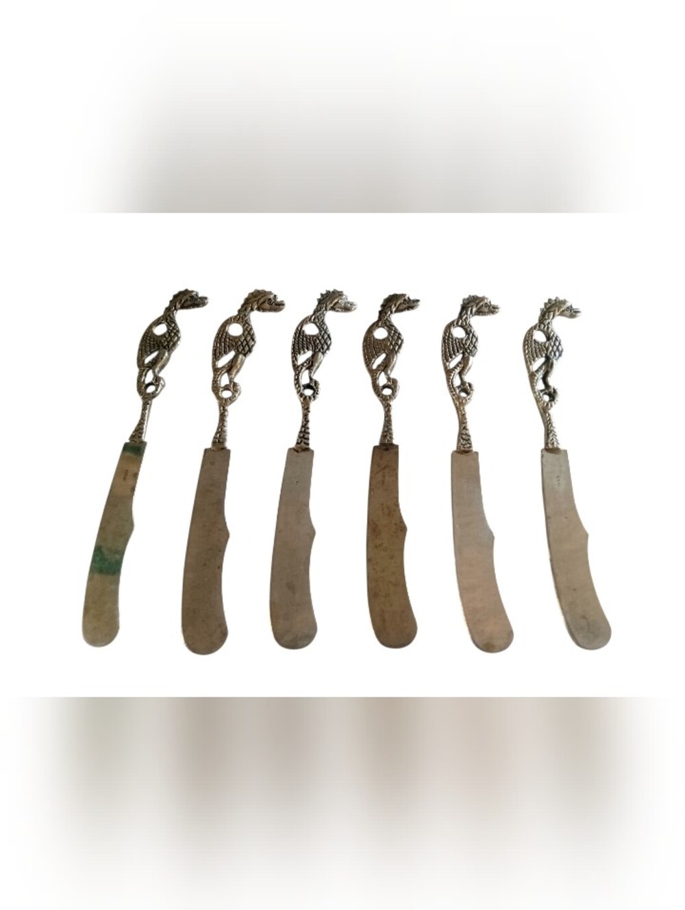 VTG Italian Made Silver Dragon Handle Butter Knives - Set of 6